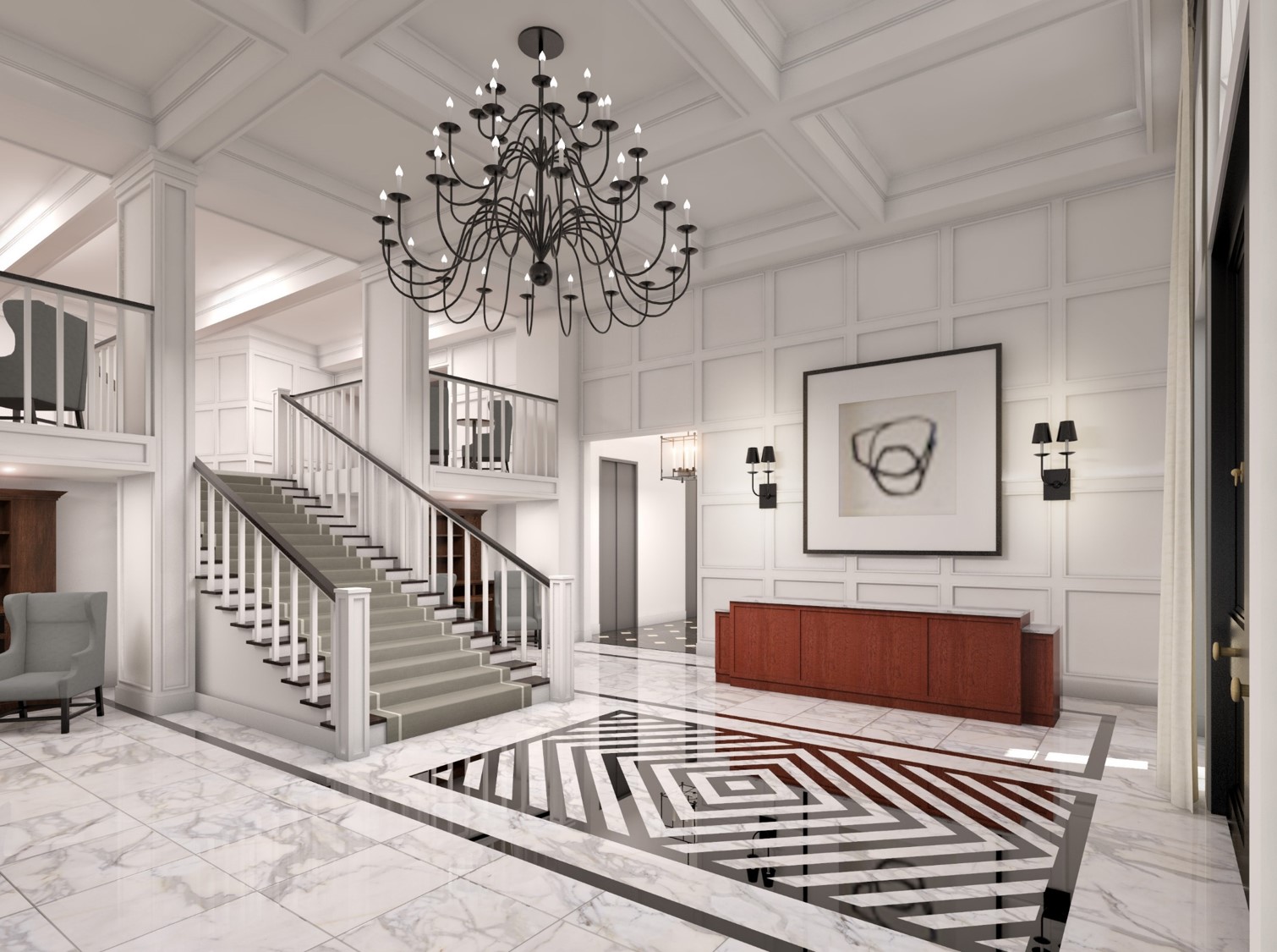 Foyer of the Signet in McClean, Virginia | Designed by Bill Rooney Studio